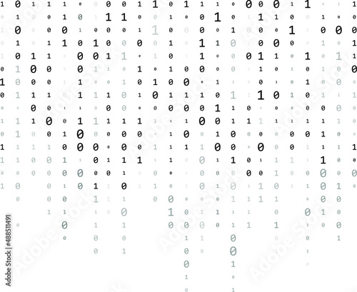 Binary code zero one matrix white background. Technology connection digital data abstract background. Information technology concept.