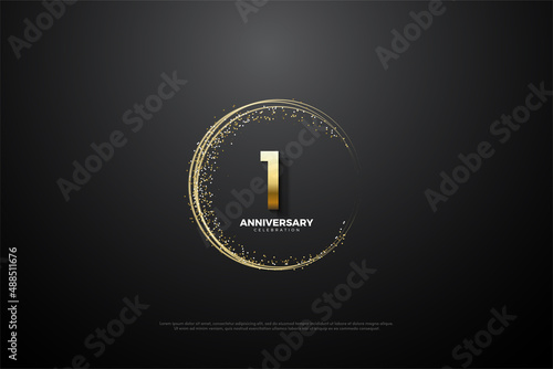 1st anniversary background with number illustration.. photo
