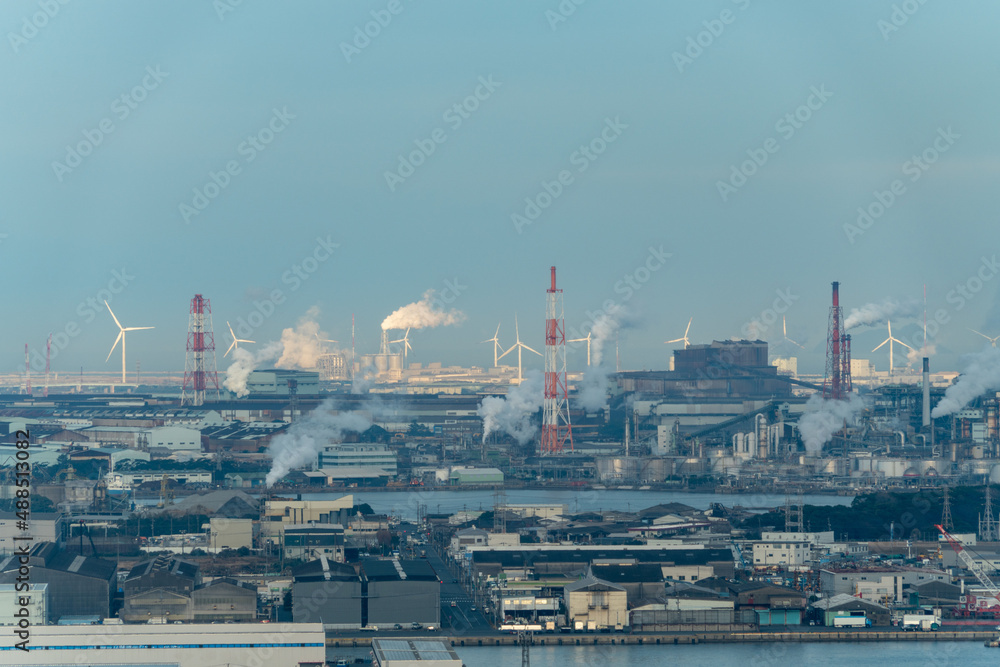View of the industrial area of ​​Kitakyushu city,　JAPAN.