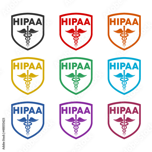 HIPAA shield icon or logo  color set