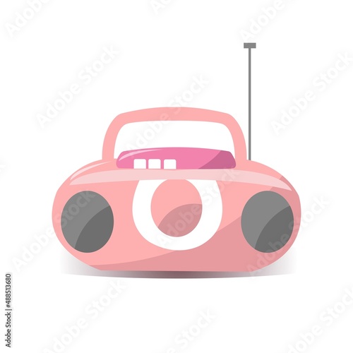 vector illustration of a cute tape recorder, boombox, radio. Design element