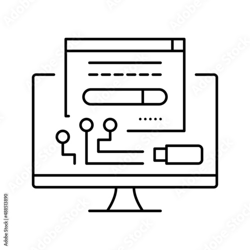 driver software line icon vector illustration