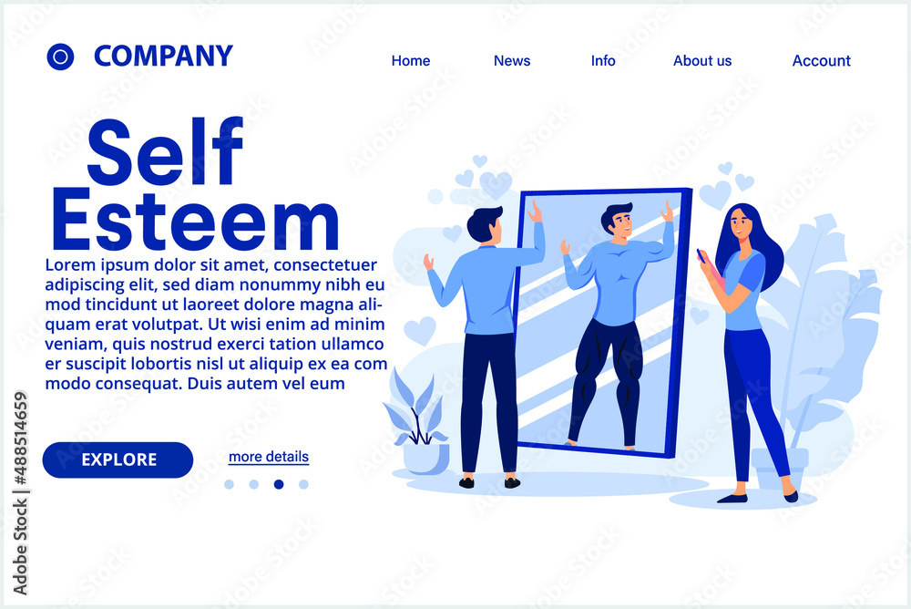 Self esteem illustration exclusive design landing page 