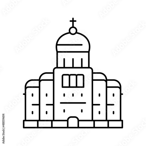 church or monastery christianity building line icon vector illustration