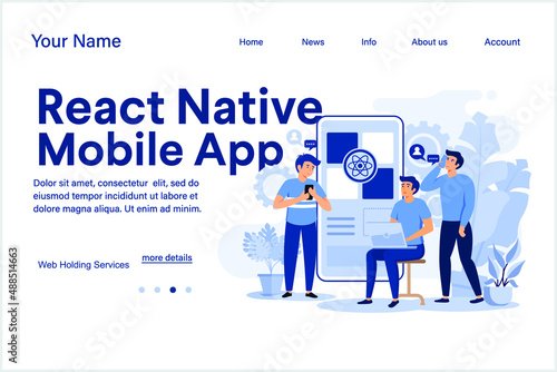 react native mobile apps development concept with modern flat style