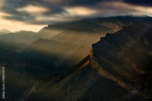 Valley inNorth Caucasus at dusk photo