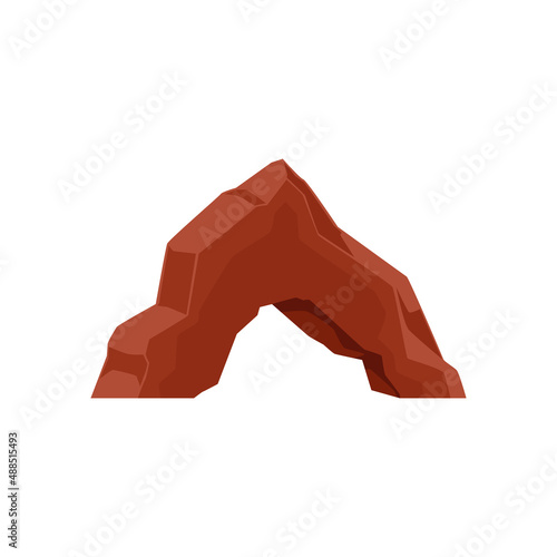 Natural arch of wind-hewn desert stones flat vector illustration isolated.