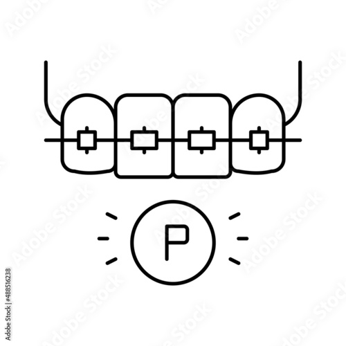 plastic material tooth braces line icon vector illustration