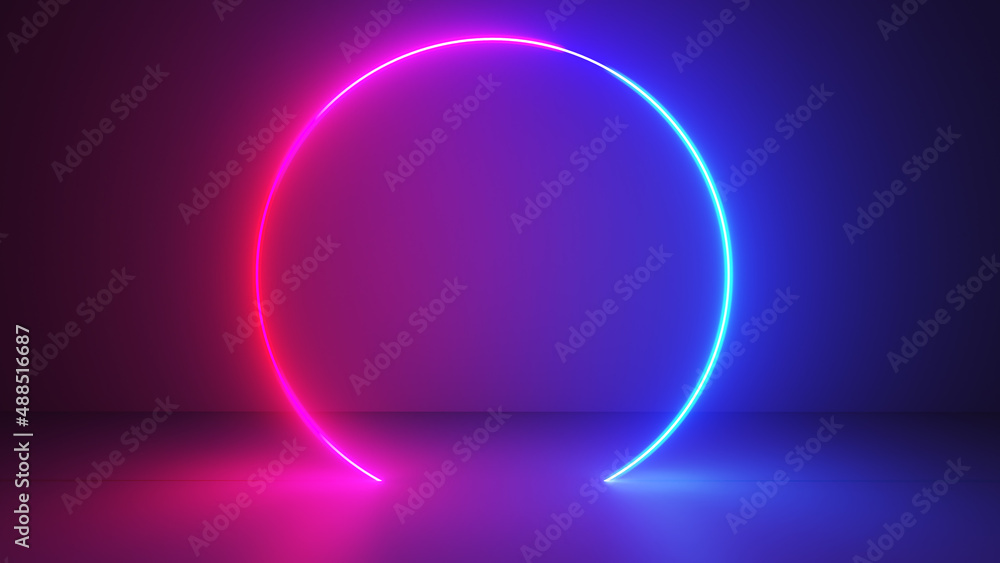 Obraz premium 3d rendered illustration of a neon style ring