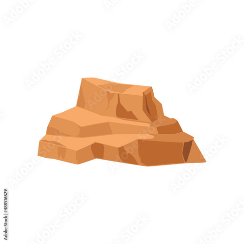 Rock formation in sandy desert - flat vector illustration isolated on white background.