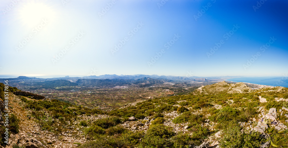Scenic view of la Marina Alta Region in Alicante Spain from Montgó summit