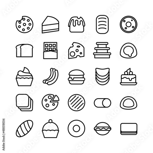 Cake And Bread icon set vector line for website, mobile app, presentation, social media. Suitable for user interface and user experience.