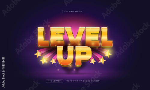 Gold level up Text Effect Editable