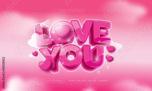 Pink Love you Text Effect Editable