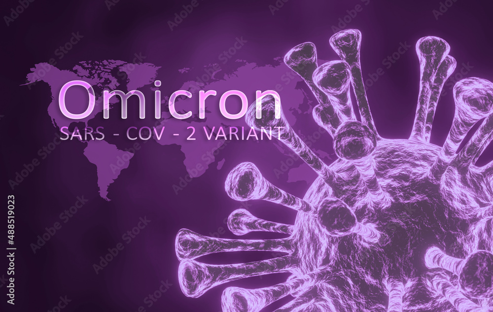 Fototapeta premium Omicron coronavirus variant Sars ncov 2. 3D illustration. 
