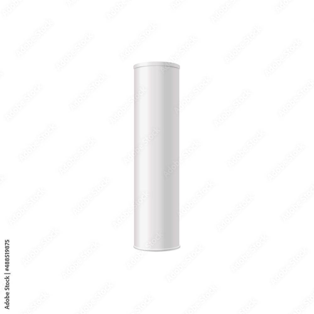 Elongated cylinder tube packaging realistic mockup vector illustration isolated. - obrazy, fototapety, plakaty 