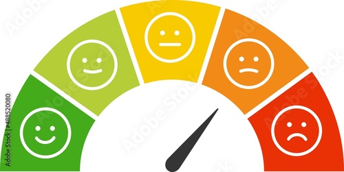 Customer satisfaction meter with three emoticons icon vector for graphic design, logo, website, social media, mobile app, UI illustration