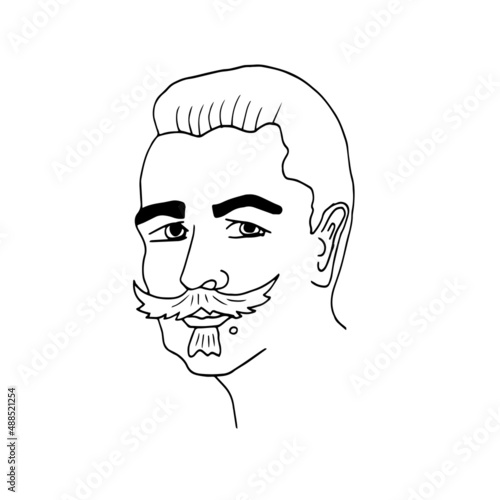 black and white picture of a man with a mustache and beard