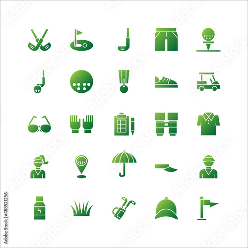 Golf icon set vector gradient for website, mobile app, presentation, social media.