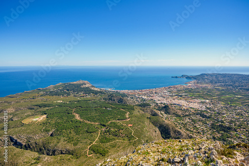 Scenic view of Mediterranean Sea. Jávea Xàbia bay seen from the Montgó peak