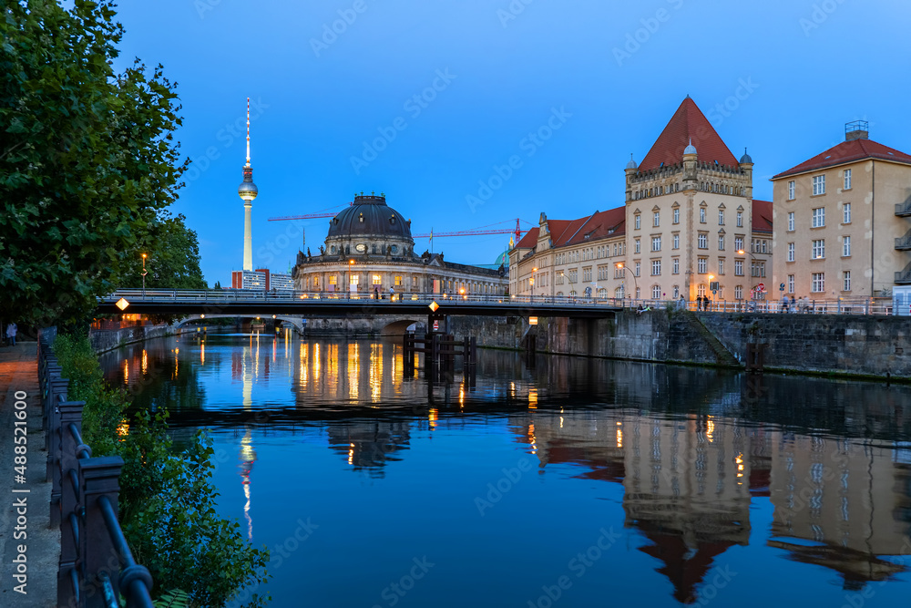 River View Of Berlin City Centre At Dusk In Germany