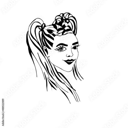 the girl grabbed the drawing in black and white