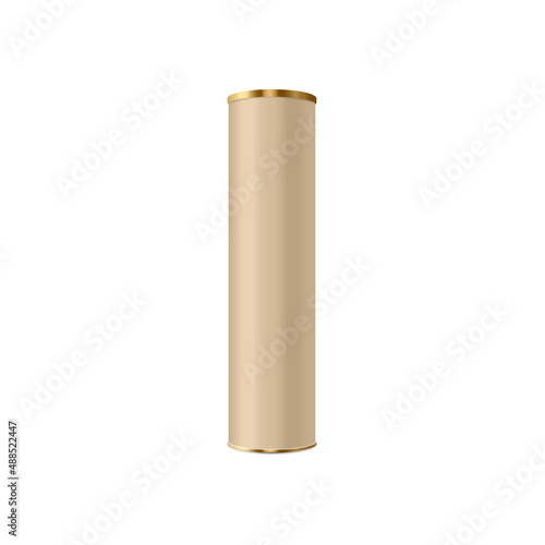 Blank cardboard cylinder tube template, realistic vector illustration isolated.