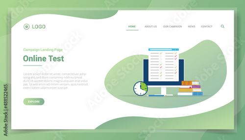 online test concept for website template landing homepage