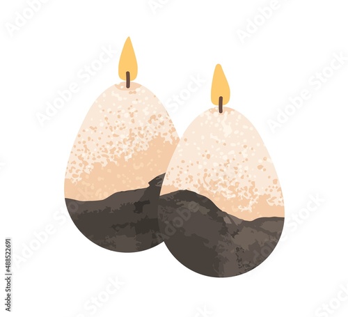 Scented wax candles of rounded egg shape. Aromatic home decoration. Modern na...