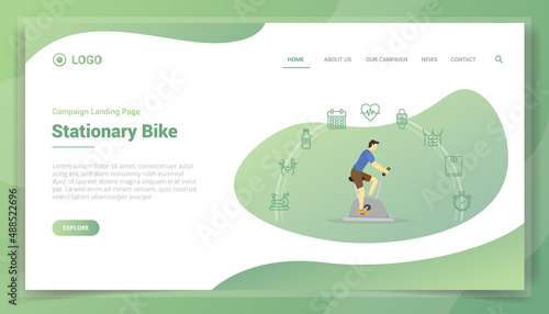 stationary bike concept for website template landing homepage