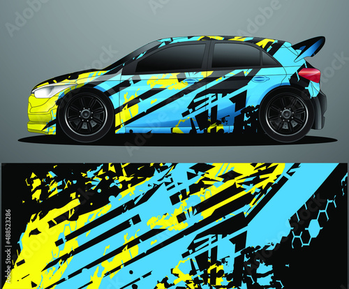 Rally car decal graphic wrap vector, abstract background
