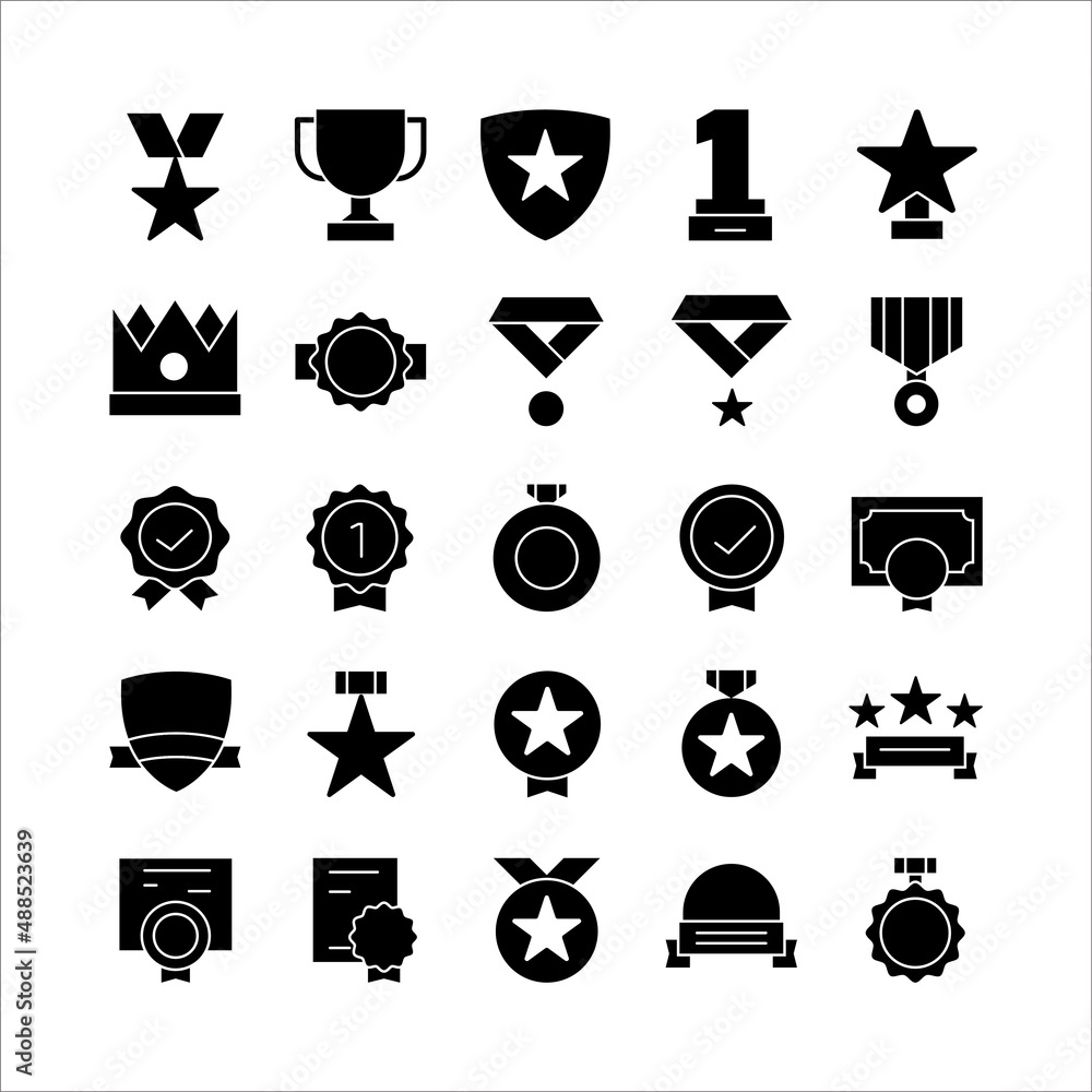 Fototapeta premium Award icon set vector solid for website, mobile app, presentation, social media.