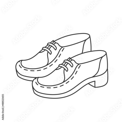 Boat shoe. Topsiders for man. Editable stroke. Line icon.