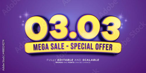 Mega sale special promo at 03.03 sale with 3d numbers