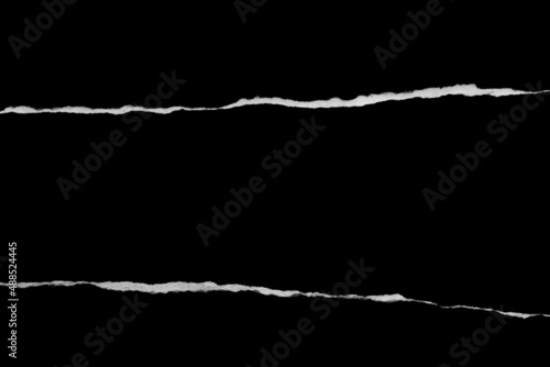 Fotobehang Paper tear, ripped paper edge, torn edge, isolated paper tear white on black, pa