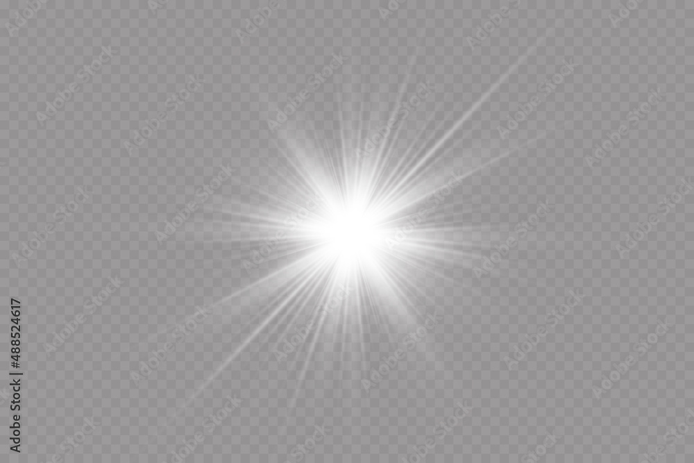 Glow effect. Star on transparent background.Bright sun. Vector illustration.