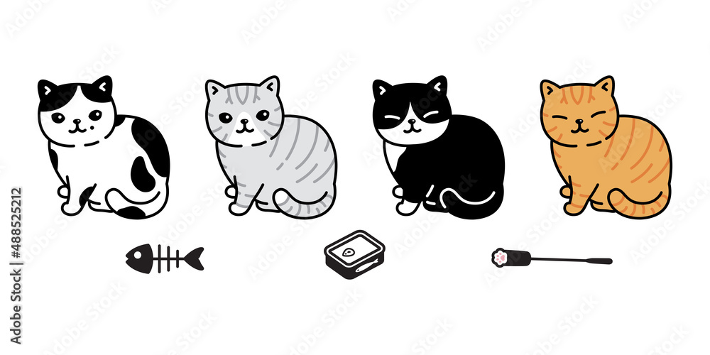 cat vector icon kitten ginger calico logo breed symbol cartoon character doodle design animal illustration isolated