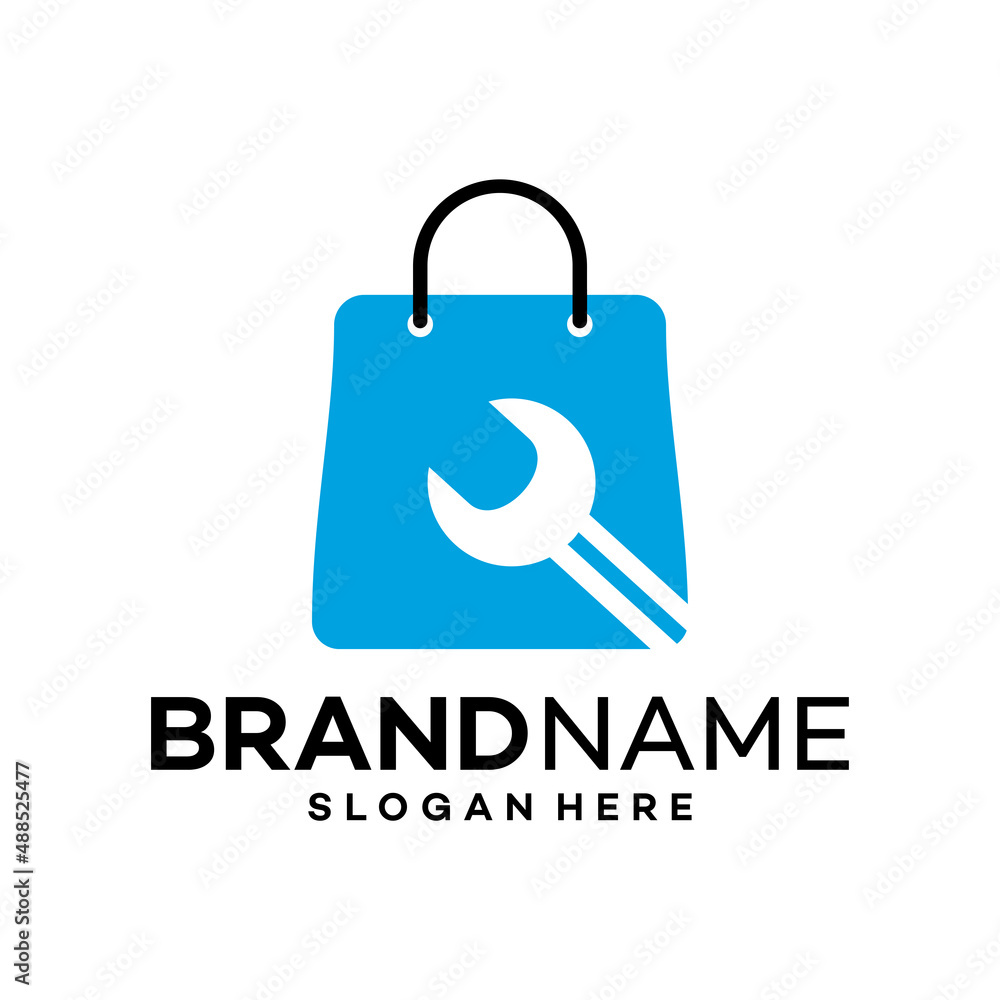 Wrench Shop Logo Design Template Illustration Vector Wrench Shop Logo Design Template Illustration Vector