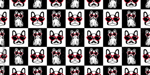 dog seamless pattern french bulldog sunglasses vector puppy pet breed cartoon character repeat wallpaper tile background doodle illustration design isolated