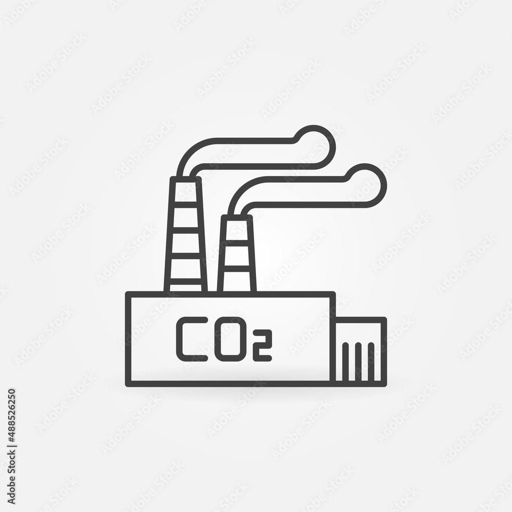 Air Pollution Carbon Dioxide CO2 vector Plant line icon Air Pollution Carbon Dioxide CO2 vector Plant line icon