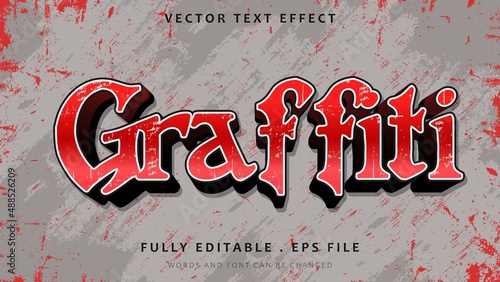 Gradient Red Grunge Word Graffiti Editable Text Effect Design Template