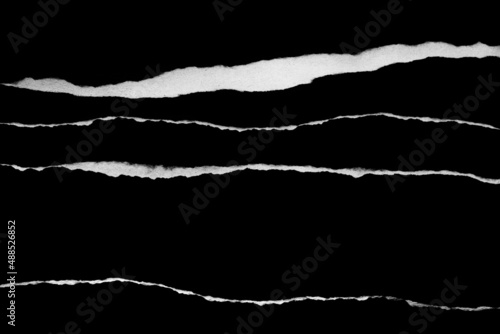 Canvas-taulu Paper tear, ripped paper edge, torn edge, isolated paper tear white on black, pa