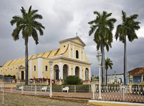 Holy trinity church on Plaza Mayor in Trinidad. Cuba