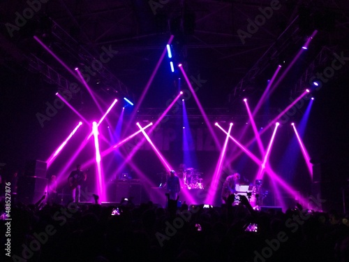 Photos Pink and blue lights above the stage