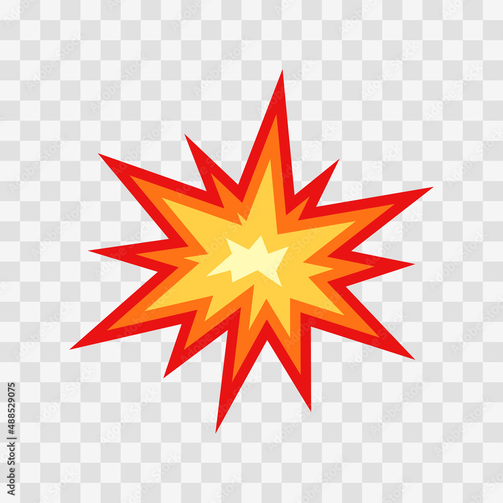 Boom. Comic book explosion. Burst. Cartoon style. Blast. Bomb effect.  Vector illustration Stock Vector