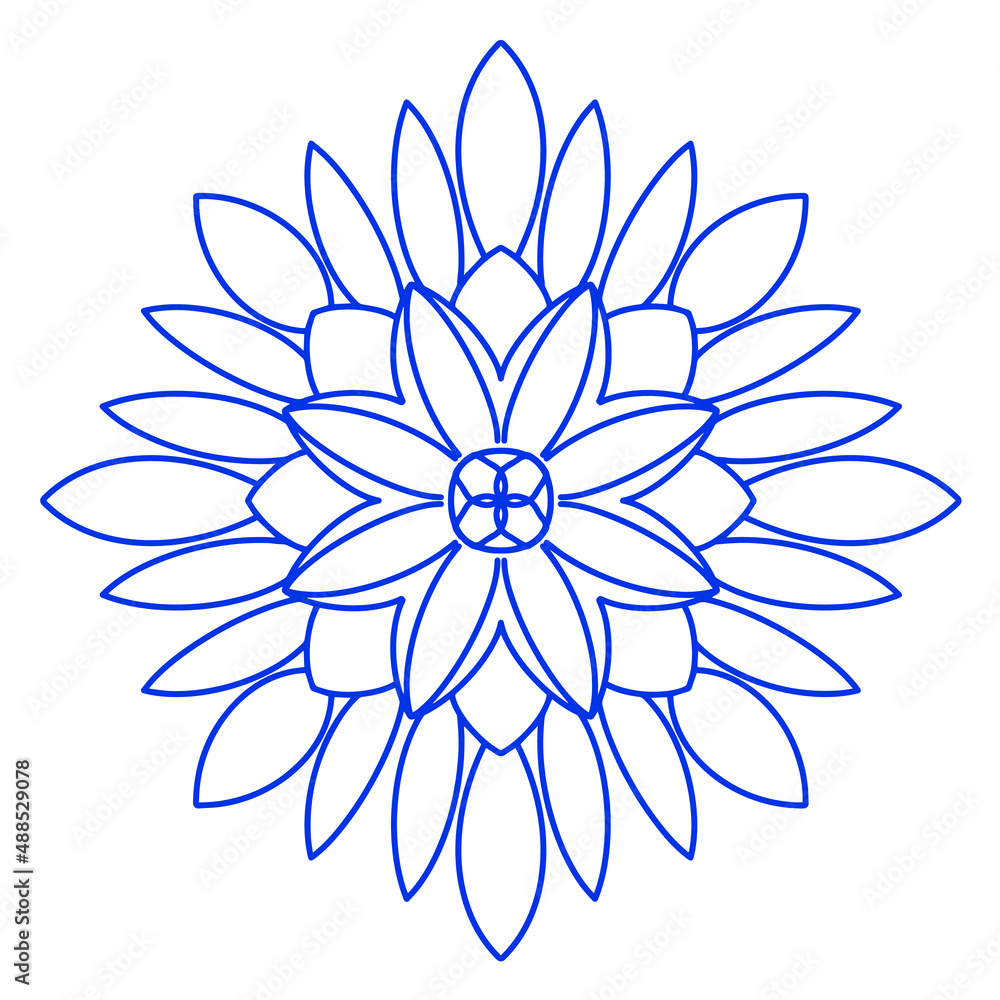 A design element. Mandala coloring book. Anti-stress coloring. Vector illustration drawn by hand with a blue line. Decorative round decoration for coloring books, greeting cards. Isolated pattern A design element. Mandala coloring book. Anti-stress coloring. Vector illustration drawn by hand with a blue line. Decorative round decoration for coloring books, greeting cards. Isolated pattern