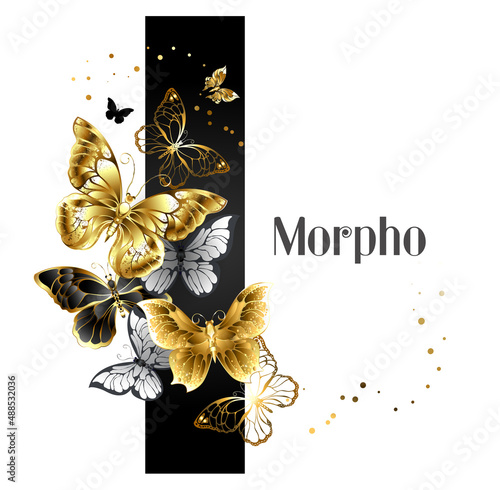 Black stripe with golden butterflies