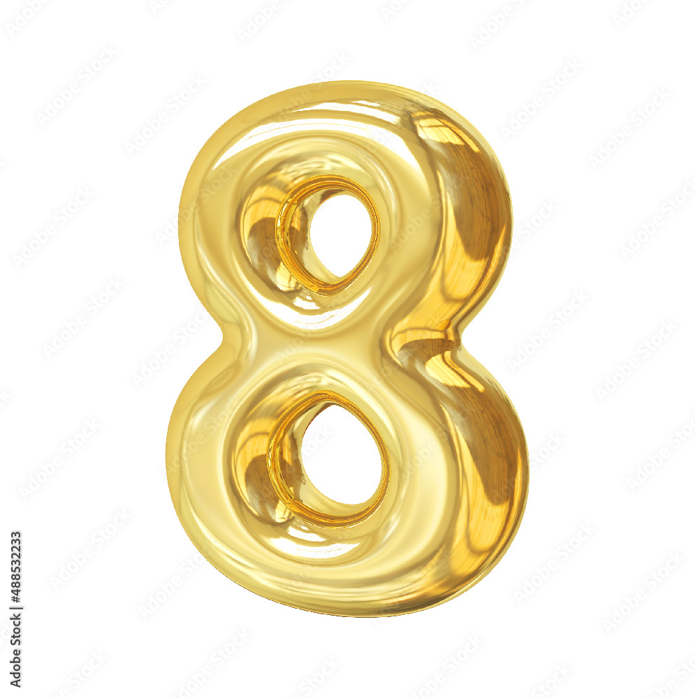 Number 8 Gold 3d Number 8 Gold 3d
