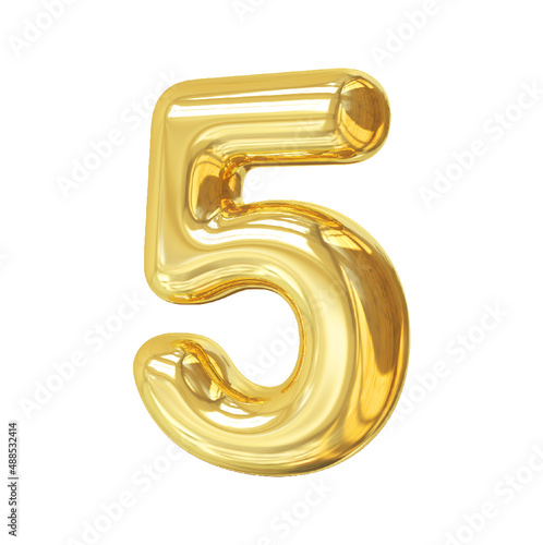 Number 5 Gold 3d