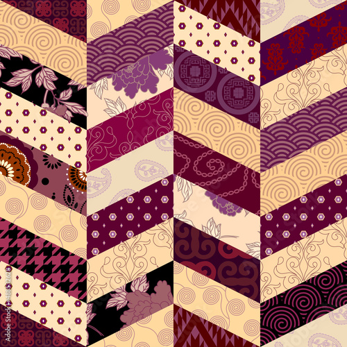 Patchwork textile pattern. Seamless quilting design background.